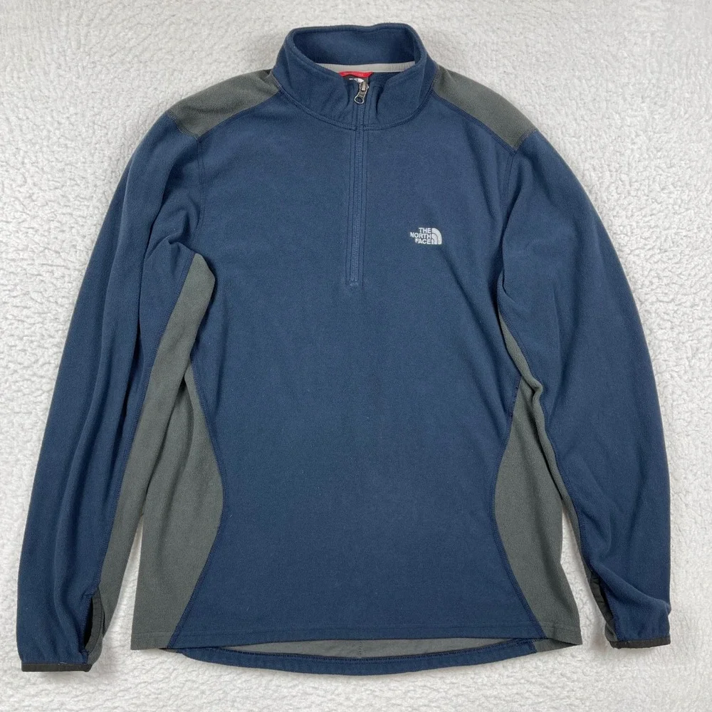 The North Face Fleece Pullover Mens Large Blue Grey Quarter Zip CQ45 Gorpcore